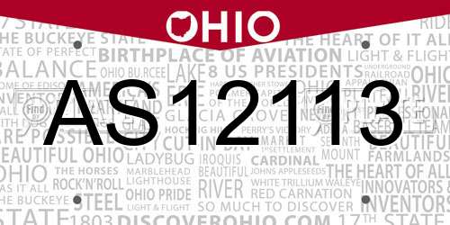 AS12113 Ohio License Plate