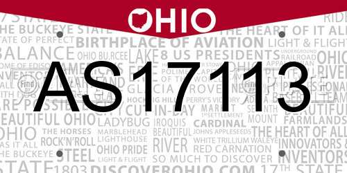 AS17113 Ohio License Plate