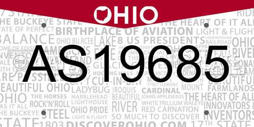 AS19685 Ohio License Plate