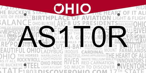 AS1T0R Ohio License Plate
