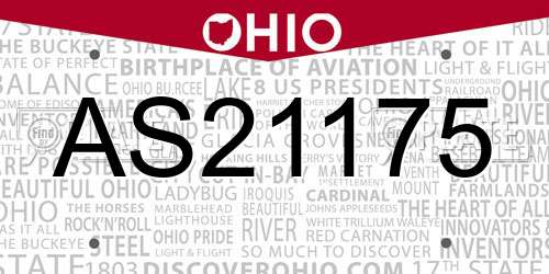 AS21175 Ohio License Plate