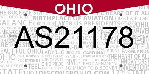 AS21178 Ohio License Plate