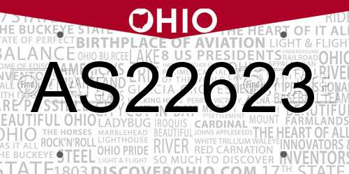 AS22623 Ohio License Plate