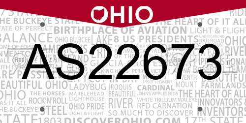 AS22673 Ohio License Plate
