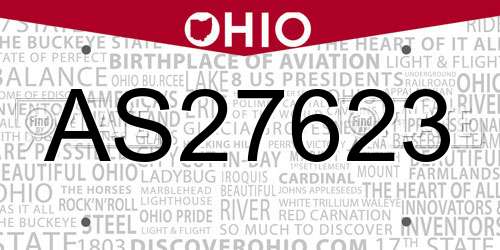 AS27623 Ohio License Plate