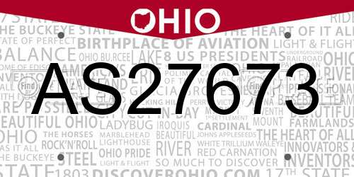 AS27673 Ohio License Plate