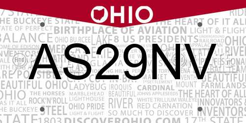 AS29NV Ohio License Plate