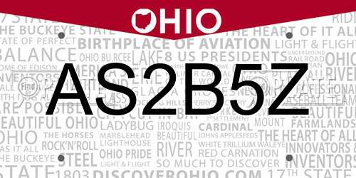 AS2B5Z Ohio License Plate