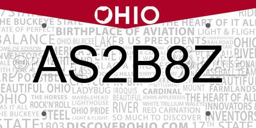 AS2B8Z Ohio License Plate