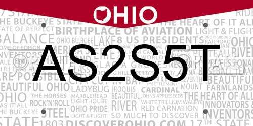 AS2S5T Ohio License Plate