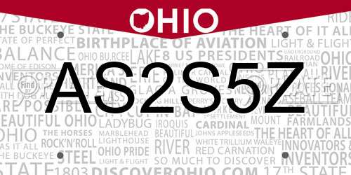 AS2S5Z Ohio License Plate