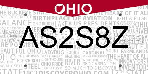 AS2S8Z Ohio License Plate