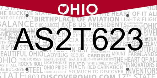 AS2T623 Ohio License Plate