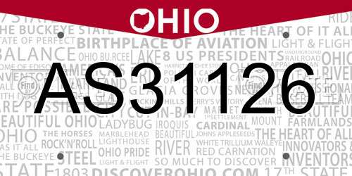 AS31126 Ohio License Plate