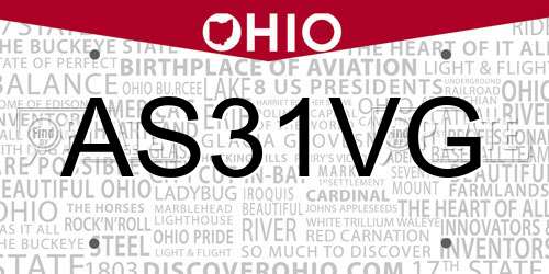 AS31VG Ohio License Plate