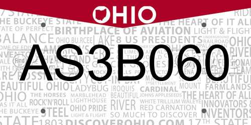 AS3B060 Ohio License Plate
