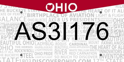 AS3I176 Ohio License Plate
