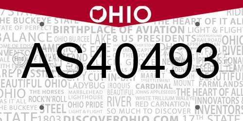 AS40493 Ohio License Plate