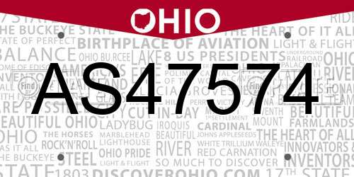 AS47574 Ohio License Plate
