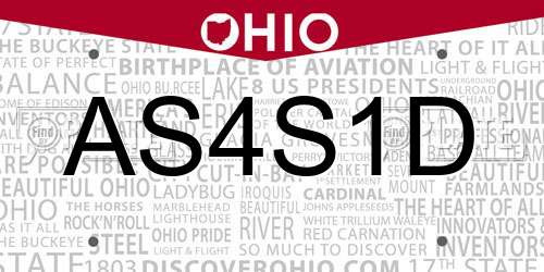 AS4S1D Ohio License Plate