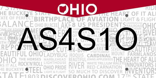 AS4S1O Ohio License Plate