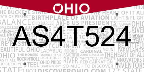 AS4T524 Ohio License Plate