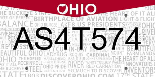 AS4T574 Ohio License Plate