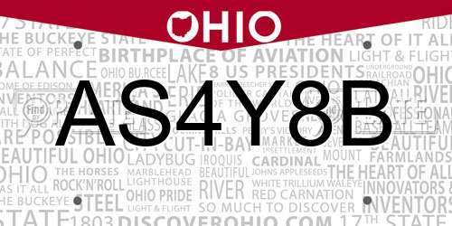 AS4Y8B Ohio License Plate