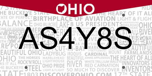 AS4Y8S Ohio License Plate