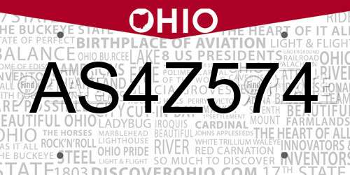 AS4Z574 Ohio License Plate