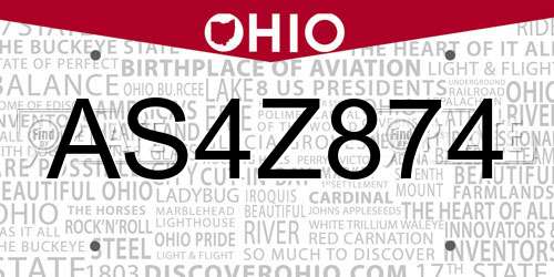 AS4Z874 Ohio License Plate