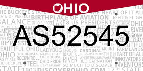 AS52545 Ohio License Plate