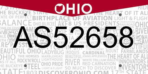 AS52658 Ohio License Plate