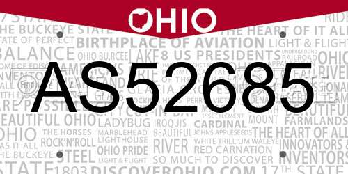 AS52685 Ohio License Plate