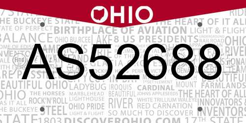 AS52688 Ohio License Plate