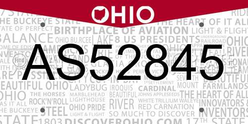 AS52845 Ohio License Plate