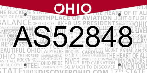 AS52848 Ohio License Plate