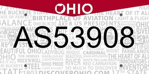 AS53908 Ohio License Plate