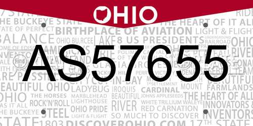 AS57655 Ohio License Plate