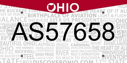AS57658 Ohio License Plate