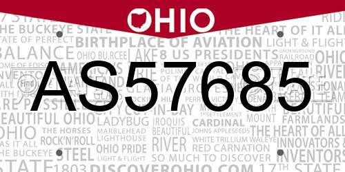 AS57685 Ohio License Plate