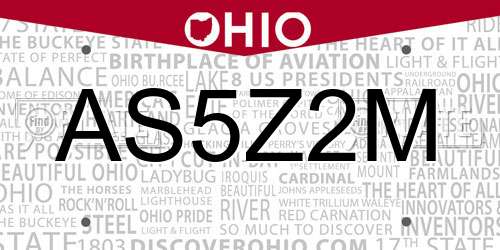 AS5Z2M Ohio License Plate
