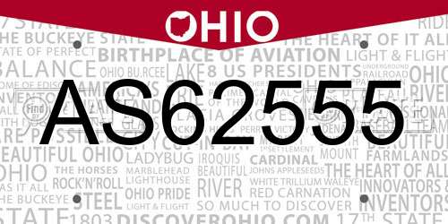 AS62555 Ohio License Plate