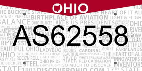 AS62558 Ohio License Plate