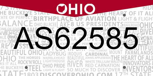 AS62585 Ohio License Plate