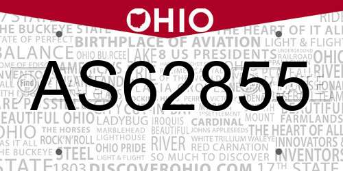 AS62855 Ohio License Plate