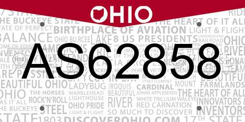 AS62858 Ohio License Plate
