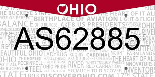 AS62885 Ohio License Plate