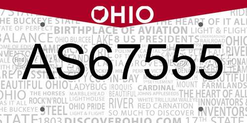 AS67555 Ohio License Plate
