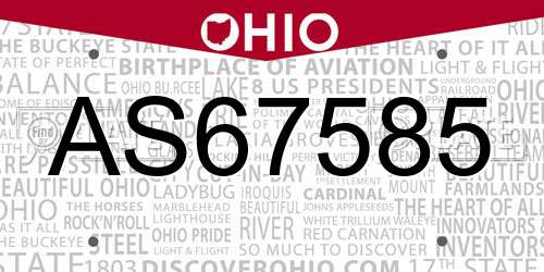 AS67585 Ohio License Plate
